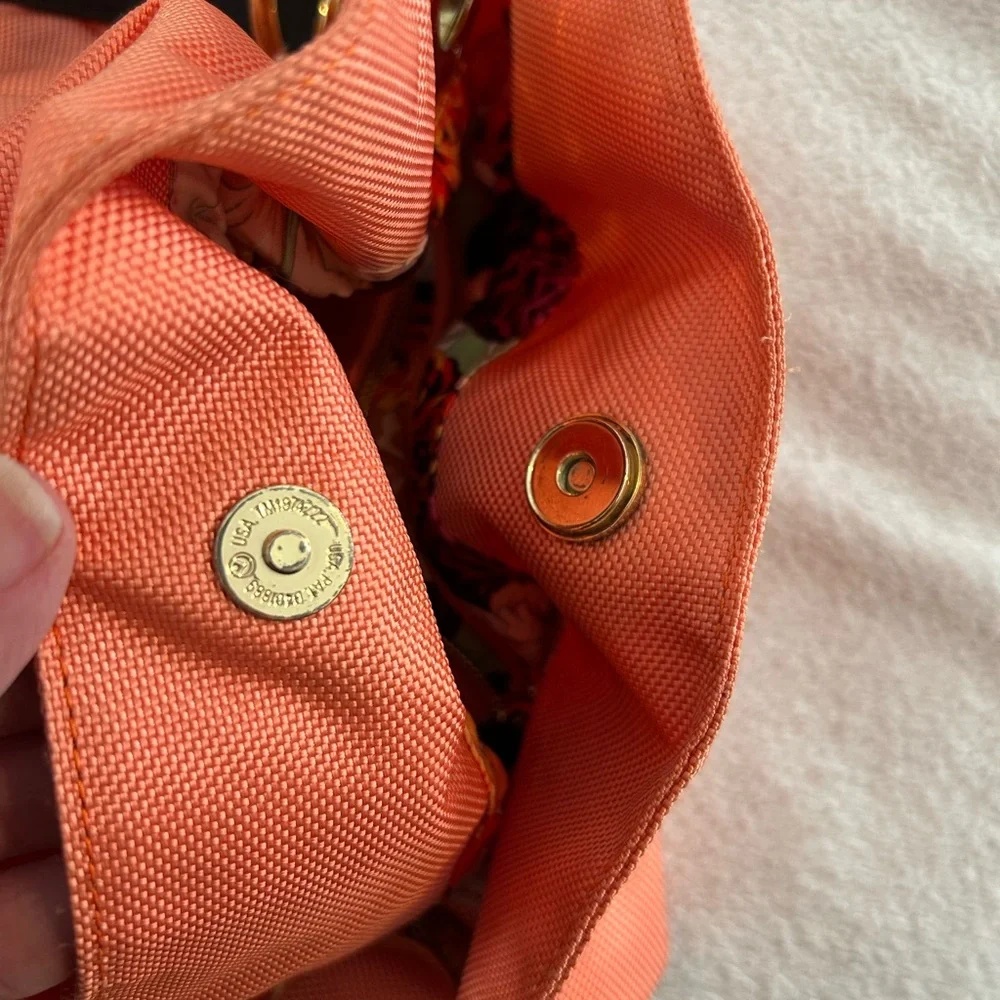 JPK Paris 75 Coral Canvas Hobo Bag Gold Hardware Floral Lined Shoulder Purse